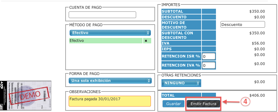 botón emitir - koatl facturas