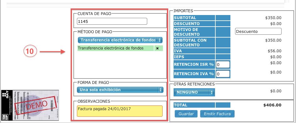 datos de pago - koatl facturas