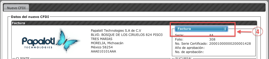 seleccion de tipo de comprobante - koatl facturas