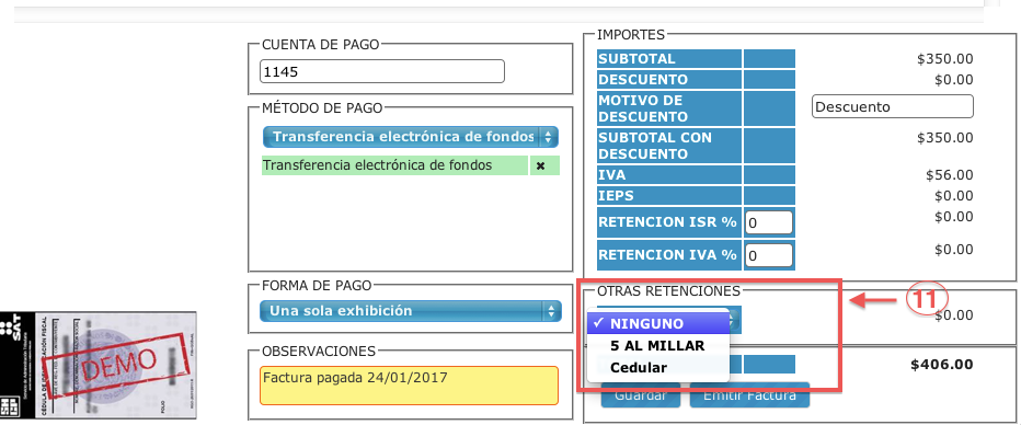 otras retenciones - koatl facturas