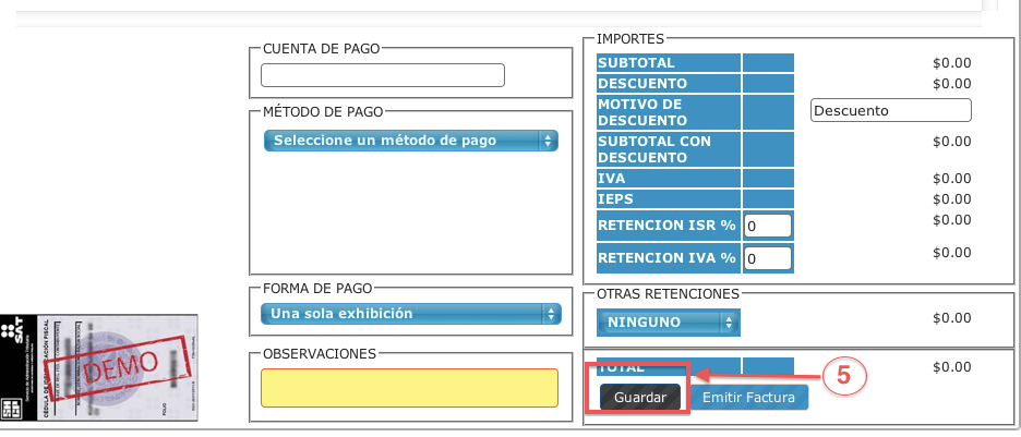 botón guardar - koatl facturas