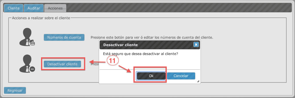 Botón desactivar cliente - koatl facturas