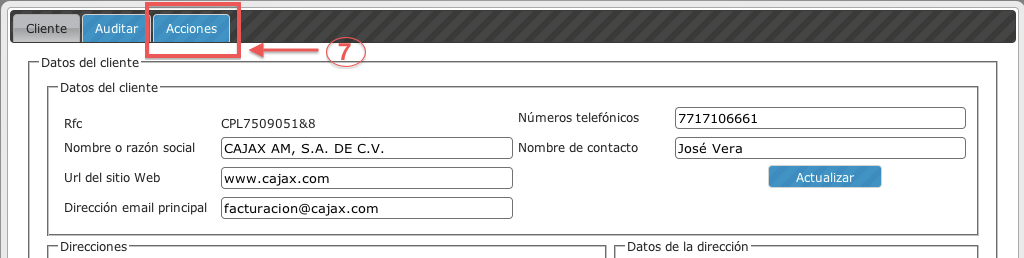 sub menú acciones - koatl facturas