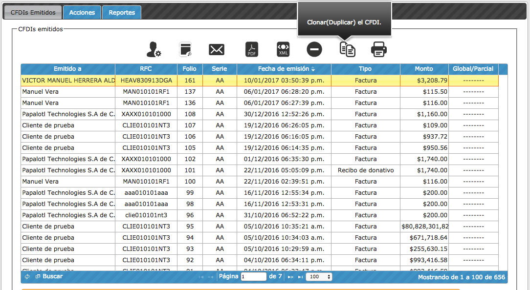 Clonación de CFDI