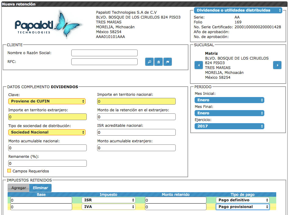 CFDI Dividendos o utilidades distribuidas