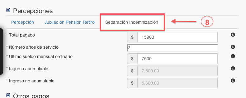 Agregar percepción - koatl facturas