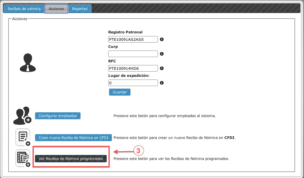 botón ver recibos de nómina programados - koatl facturas